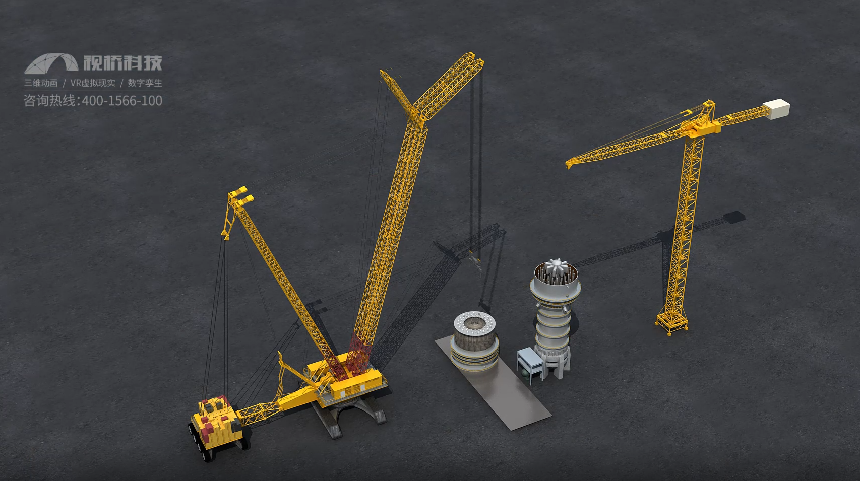 石油化工大型设备安装动画
